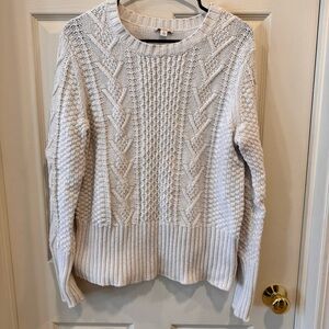 GAP Women's Ivory Minimalist Cable Knit Sweater